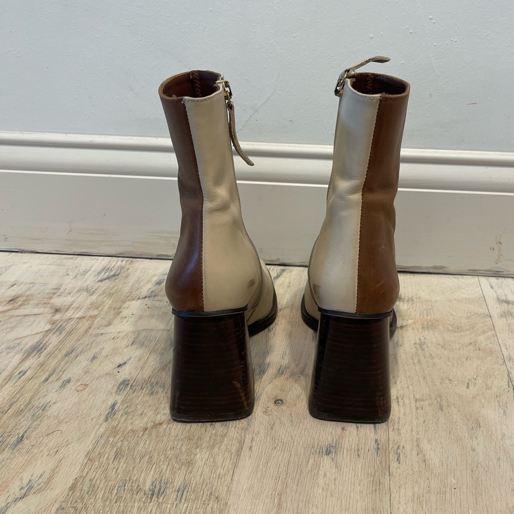 ALOHAS Cream and Brown Heeled Boots - Picture 5 of 10